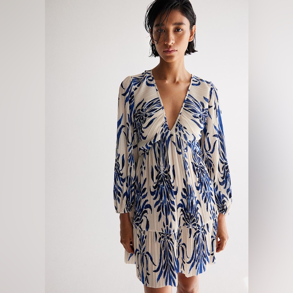 Summer dress cream and blue